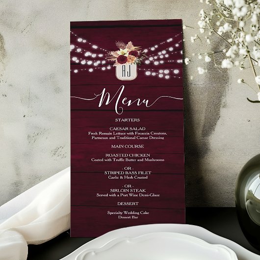 Herfst Floral Burgundy Menu
