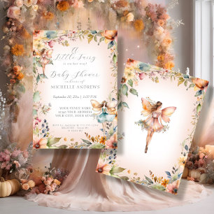 Herfst Floral Enchanted Fairy Roze Meisje Baby sho Kaart