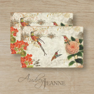 Herfst Floral Foliage Hummingbird Script Decoupage Tissuepapier