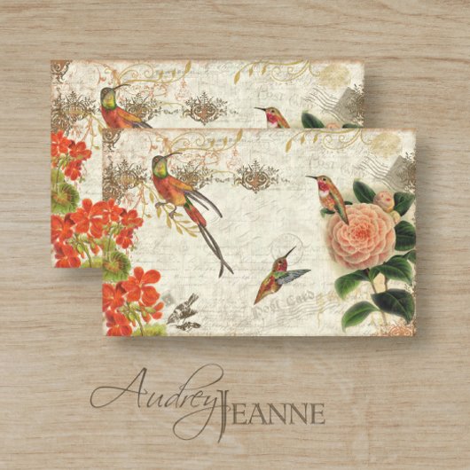 Herfst Floral Foliage Hummingbird Script Decoupage Tissuepapier