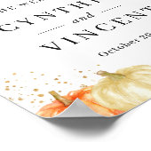 Herfst Floral Gold Confetti Wedding Welkom Poster (Hoek)