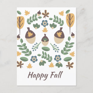 Herfst Floral Greenery laat Acorn Pattern Briefkaart