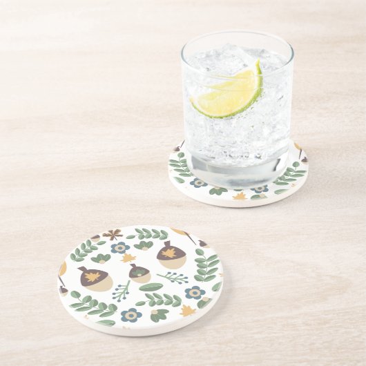 Herfst Floral Greenery laat een goed ontwerp Zandsteen Onderzetter (Zijkant)