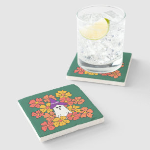Herfst Floral Halloween Ghost Stenen Onderzetter