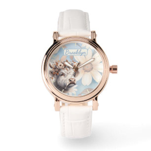 Herfst Floral Highland Koe Horloge