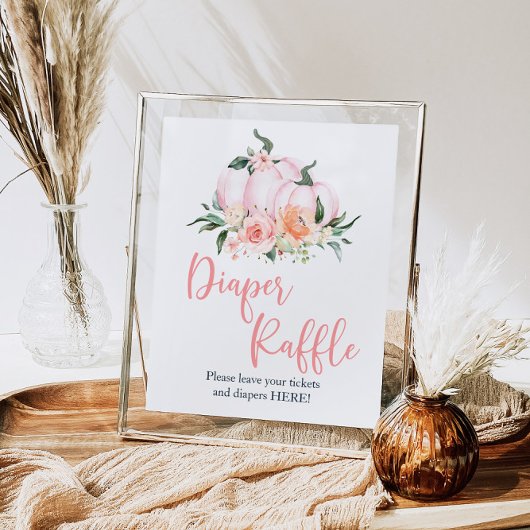 Herfst Floral Little Pumpkin Shower Diaper Raffle Poster