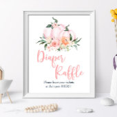 Herfst Floral Little Pumpkin Shower Diaper Raffle Poster