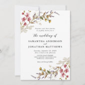 Herfst Floral Modern Wildflowers Wedding Kaart (Voorkant)