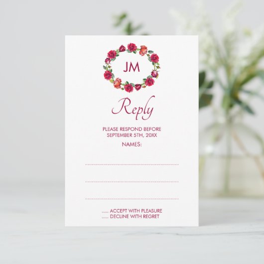 Herfst Floral Monogram krans bruiloft antwoord Kaa (Staand voorkant)