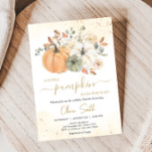 Herfst Floral Pumpkin Baby shower Kaart