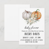 Herfst Floral Pumpkin Baby shower Kaart (Voorkant / Achterkant)