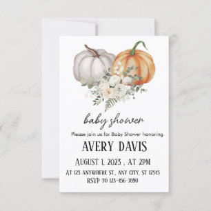 Herfst Floral Pumpkin Baby shower Kaart