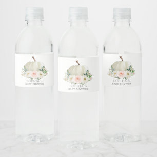 Herfst Floral Pumpkin-Baby shower Waterfles Etiket