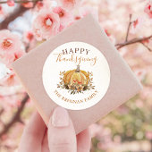 Herfst Floral Pumpkin Thanksgiving Ronde Sticker