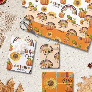  herfst Floral Pumpkin Vibes Inpakpapier Vel
