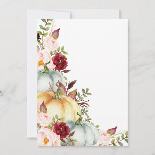 Herfst Floral Pumpkin Weddenschap Kaart (Achterkant)