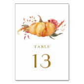 Herfst Floral Pumpkin Wedding Gold Script Kaart (Achterkant)