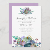 Herfst Floral Pumpkin Wedding Kaart (Voorkant / Achterkant)