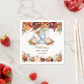 Herfst Floral Pumpkins Cute Elephant Baby shower Servet (Insitu)