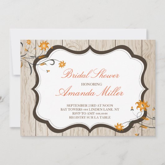 Herfst Floral Rustic Bridal Shower Invitations Kaart (Voorkant)