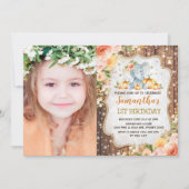 Herfst Floral Rustic First Birthday Kaart (Voorkant)