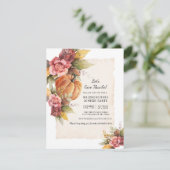 Herfst Floral Rustic Pumpkin Friendsgiving Kaart (Staand voorkant)