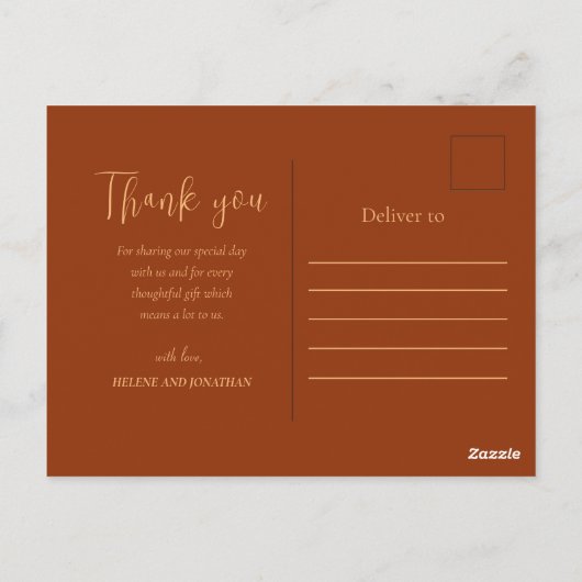 Herfst Floral rustieke bruiloft dank u Briefkaart (Achterkant)