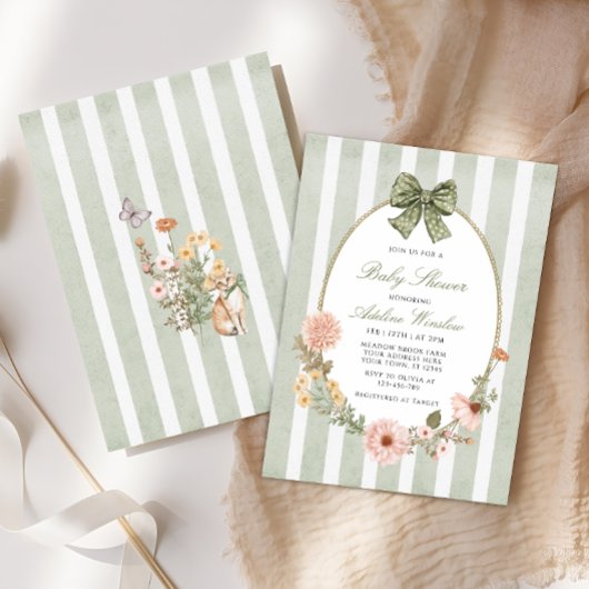 Herfst Floral Sage Baby shower Uitnodiging