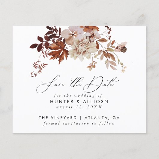 Herfst Floral Save the Date Flyer (Voorkant)