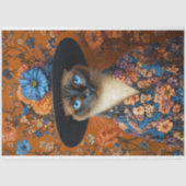 Herfst Floral Siamese Cat in Dress Decoupage Tissuepapier (Voorkant)