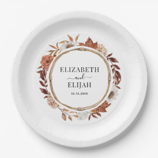 Herfst Floral Terracotta Wedding Papieren Bordje