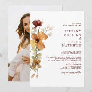 Herfst Floral Wedding Kaart