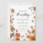 Herfst Floral Wedding Kaart (Voorkant)