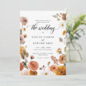 Herfst Floral Wedding Kaart (Staand voorkant)