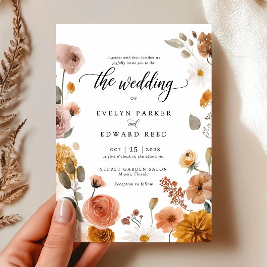 Herfst Floral Wedding Kaart