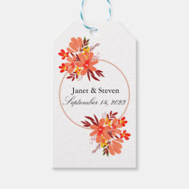 Herfst Floral Wedding Oranje Gold Brown Cadeaulabel
