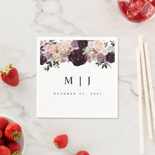 Herfst Floral Wedding Wine Plum Mauve Servet (Insitu)