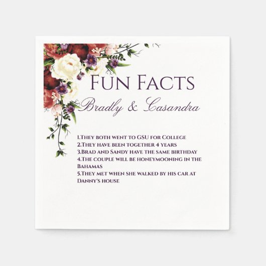 Herfst Floral White Fun Facts Servet (Voorkant)