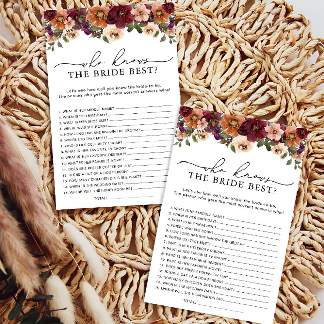 Herfst Floral Who Knows Bride het beste douchegame (Creator heeft geüpload)
