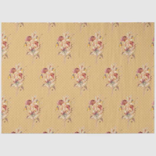 Herfst Floral Wildflower Butterfly Mosterd Ontschr Tissuepapier (Voorkant)