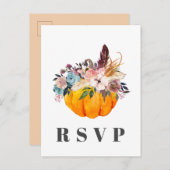 herfst, florale, pompoen RSVP-kaart Uitnodiging Briefkaart (Voorkant / Achterkant)