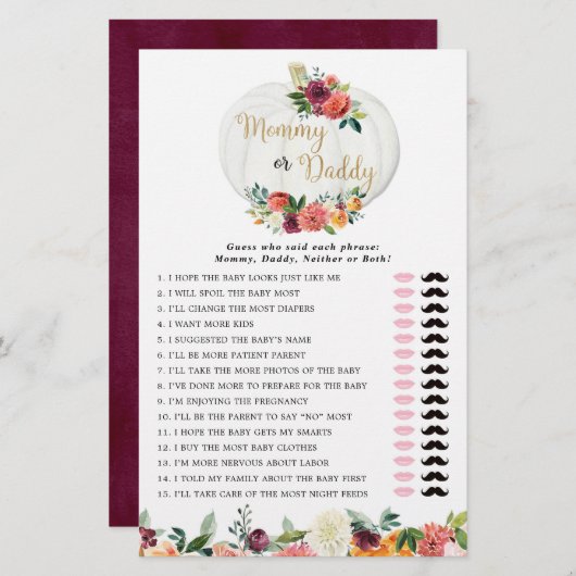 Herfst florale pompoenen (Voorkant / Achterkant)