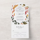 Herfst Florals Black All in One Wedding Invite Uitnodiging (Binnen)