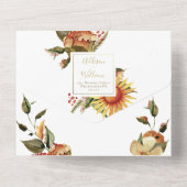 Herfst Florals Black All in One Wedding Invite Uitnodiging (Achterkant)