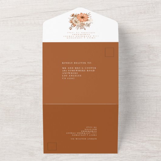 Herfst Florals Gast Adressen Bruiloft All In One Uitnodiging (Buitenkant)