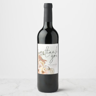 Herfst Florals Names Datum Weddenschap Bedankt Wijn Etiket