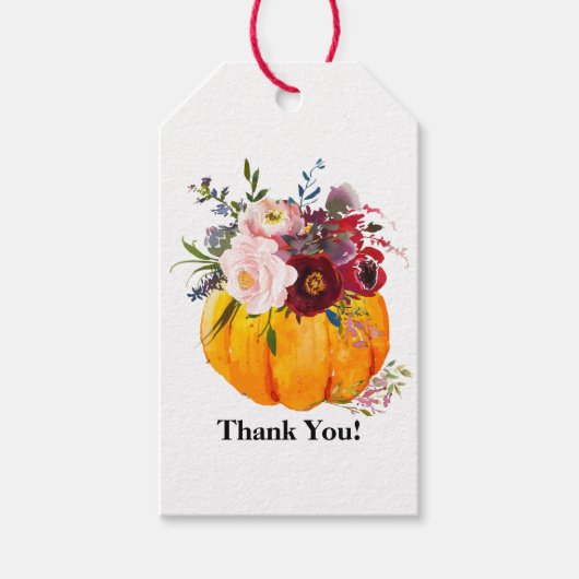 herfst, floreel, pompoen label cadeaulabel (Voorkant)