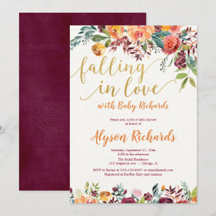 Herfst floro rustisch baby shower kaart