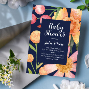 Herfst Flower Power Baby shower Uitnodiging