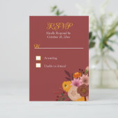 Herfst Flower RSVP on food option Response Kaart (Staand voorkant)